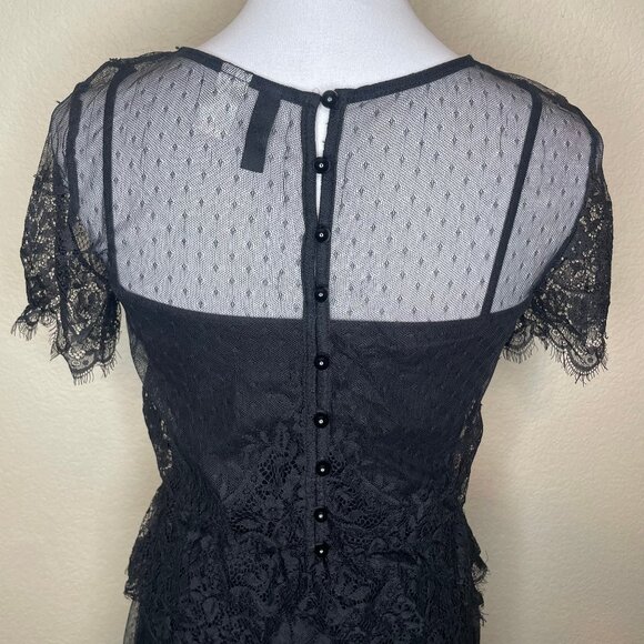 H&M Divided Black Whimsigoth Lace Mini Dress Short Sleeve Size 2 - Picture 7 of 15